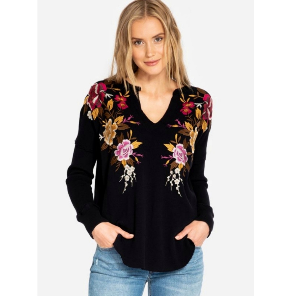 Johnny Was Black Embroidered Zosia Thermal